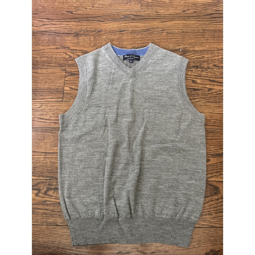 Davis & Squire 100% Extra Fine Merino Wool Sweater Vest Size Small Preppy